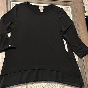 Chicos Black Sheer Hem Blouse